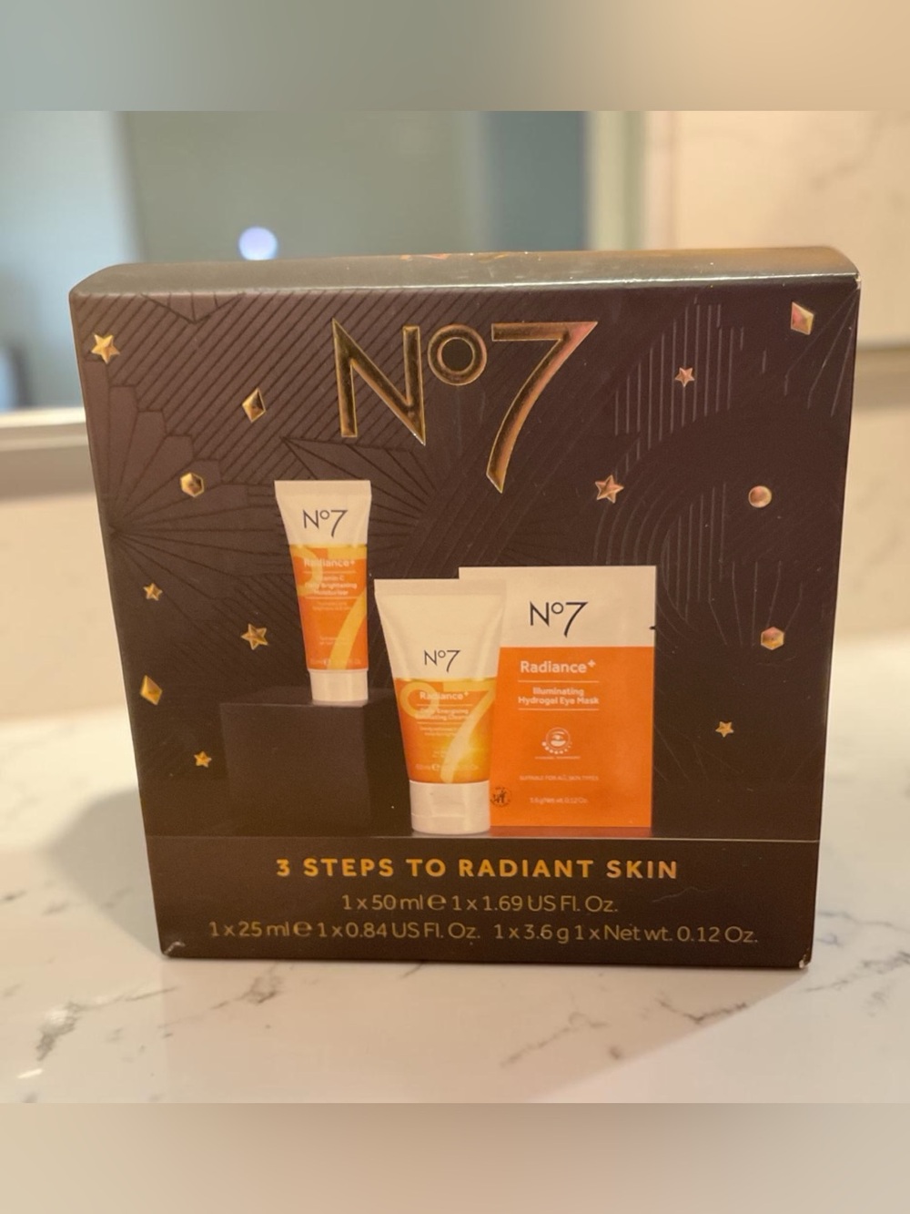 No7 Radiance 3-Step Cleanser & Exfoliant Set -NWT